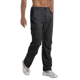 Mens Work Cargo Hiking Pants Waterproof Lightweight Stretch Flex Fishing Camping Travel Outdoor Pants Darkgray 32