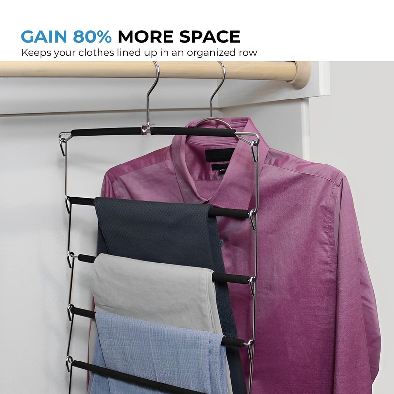 Multi Tier Swing Arm Pants Hanger | Space Saving Clothing