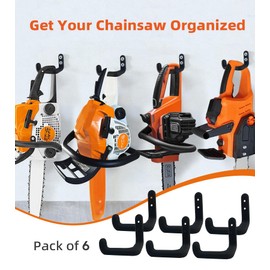 OSROENE Chainsaw Hanger, 6 Pack Chainsaw Wall Mount Hook, Heavy Duty Chainsaw Holder, Racks for Garage Organization Garage Storage Shed Organizer Mounted Chainsaw Storagw Hamgers