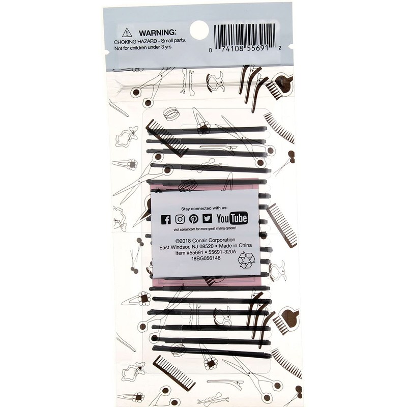Conair Dent Free Bobby Pins, Black, 18 Ct