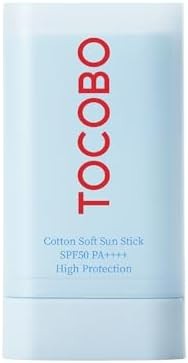 TOCOBO Cotton Soft Sun Stick SPF50 PA 19 g Barra Solar Suave de Algodón 19 g Barra Solar Facial Vegana con Acabado Mate
