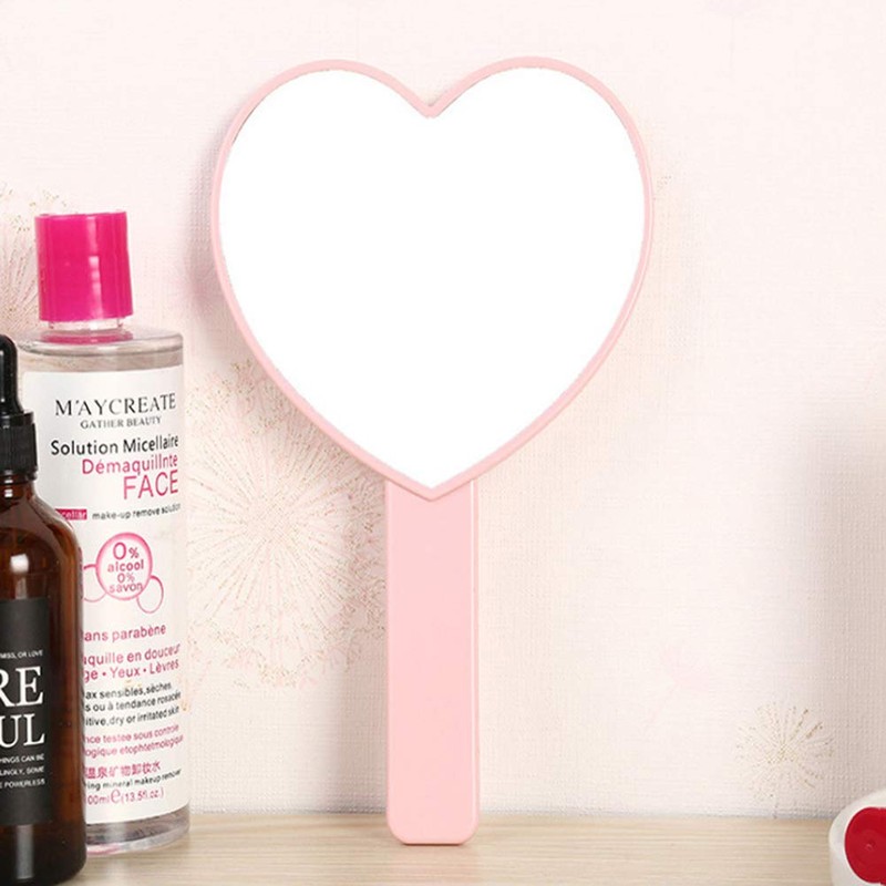 TBWHL Heart-Shaped Travel Handheld Mirror, Cosmetic Hand Mirror with Handle,