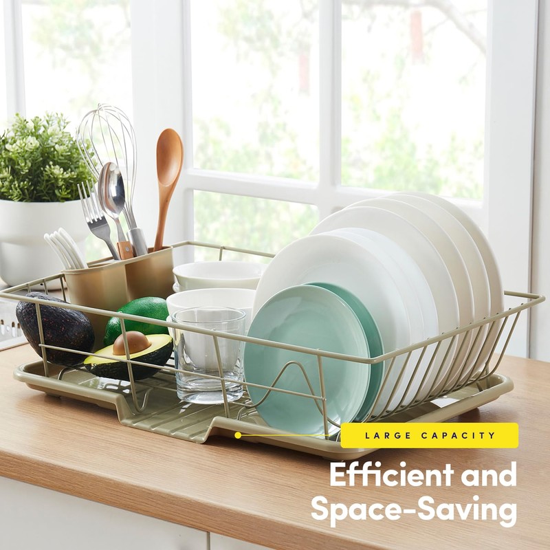 Space-Saving 3-Piece Dish Drainer Rack Set: Efficient Kitchen Organizer for