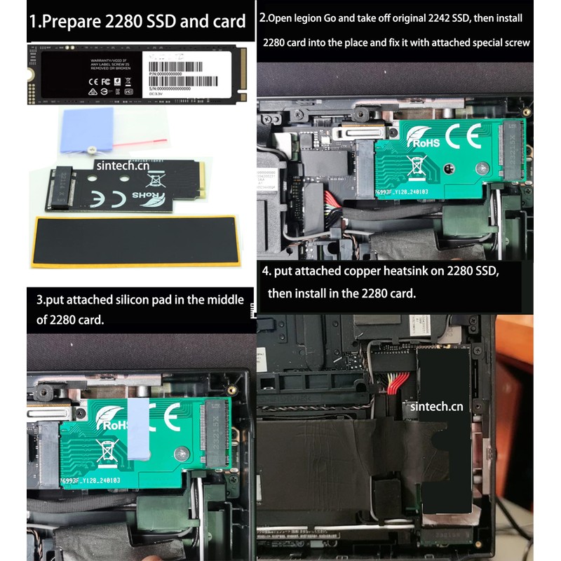 Sintech M.2 nVME 2242 to 2280 Extension Card Support PCIe