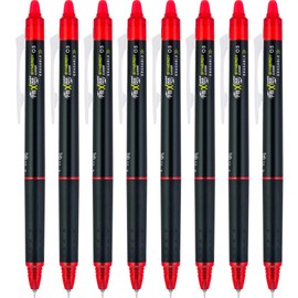 Pilot FriXion Synergy Clicker Erasable, Refillable, Retractable Gel Ink Pen, Extra Fine Point 0.5 mm, Pack of 8, Red, FriXion Erasable Pens 0.5 - Ideal for School & Office Writing