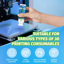 JAOJAO 3D Printer Glue, 3D Printer Adhesive Reduces Warping for ABS, ASA, PLA, and PETG Filament Works with 3D Pens, Print Beds, 50ml