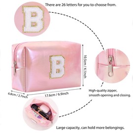 Bhyzdi Birthday Gifts for Women Wife, Travel Makeup Bag Chenille Letter Pouch Cosmetic Bag, Makeup Travel Organizer, Monogrammed Bridesmaid Gifts for Women, Cute Stuff for Teen Girls