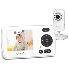 OKAIDI Video Baby Monitor with Camera and Audio, 2.4'' Portable Travel Baby Monitor No WiFi, Infrared Night Vision, VOX Mode, 1000ft Long Range, Ideal for Baby/Pet/Elderly