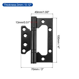 sourcing map 2Pcs 4x3 Inch Door Hinges Non-Mortise No Noise Stainless Steel Bifold Door Hinges with Mounting Screws Plating Surface for Furniture Window, Black