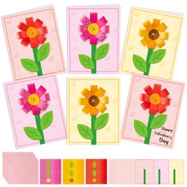 WATINC Valentine's Day Spring 3D Flower Greeting Card Kits, 24 Pack DIY Flower Craft Thanks Cards with Envelopes, Graduate Gifts Thankful Project Fun Home School Classroom Activities for Kids Ladies