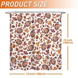 Kuyuayee Fall Shower Curtain 72x72 Inch Autumn Football Shower Curtains for Bathroom with Hooks Thanksgiving Bathroom Home Bath Decor Waterproof Fabric