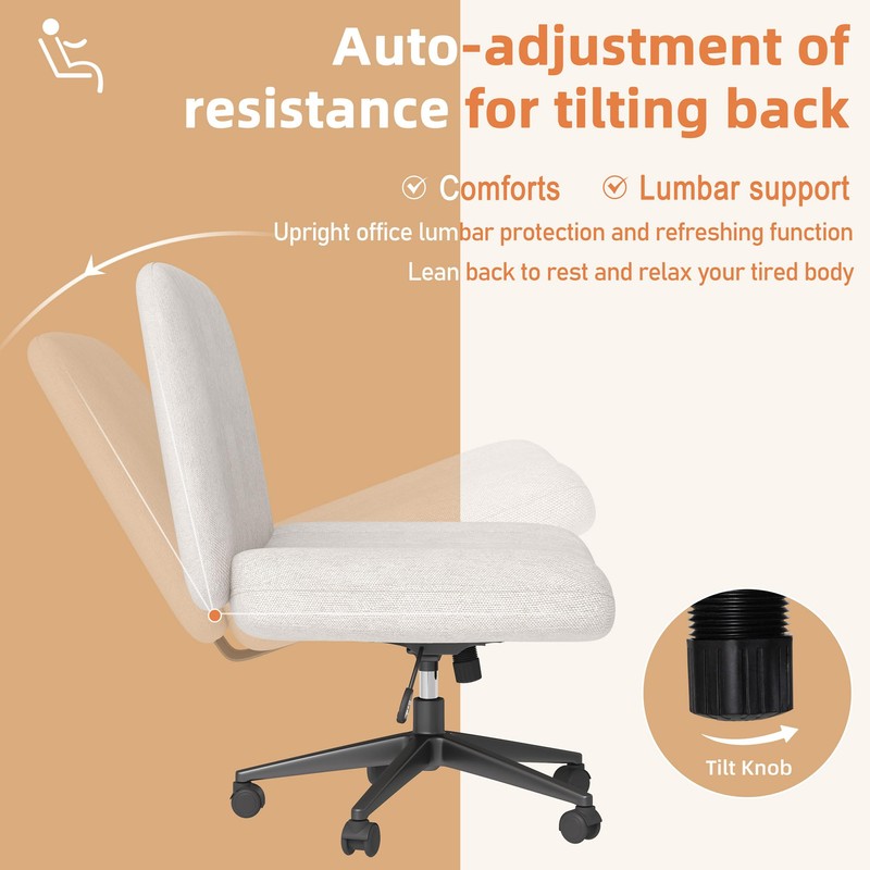 Shintenchi Criss Cross Chair,Cross Legged Office Seat with Wheels Armless