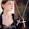 Flonge Women's Double Cross Necklace: Dainty Cubic Zirconia Cross Pendant