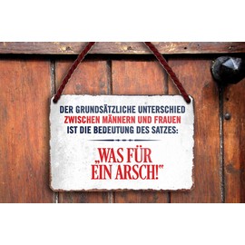 schilderkreis24 Tin Sign Funny Saying "Der Grundsatzliche Unterschied. was für Arsch" Decorative Vintage Humour Retro Gift Idea Birthday Christmas Man Woman 18 x 12 cm