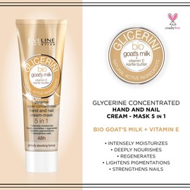 Eveline Glycerine 5 in 1 Organic Hand Cream Mask with Goat’s Milk and Vitamin E, 100 ml