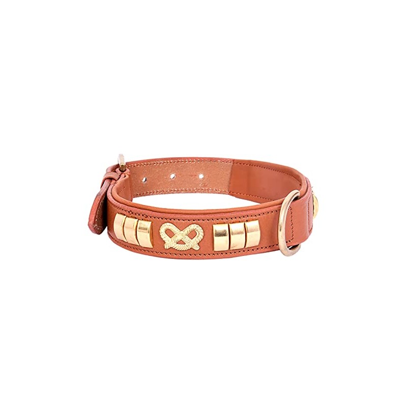 LEATHER DOG COLLAR STAFFY KNOT BRASS FITTING BLACK BROWN RED