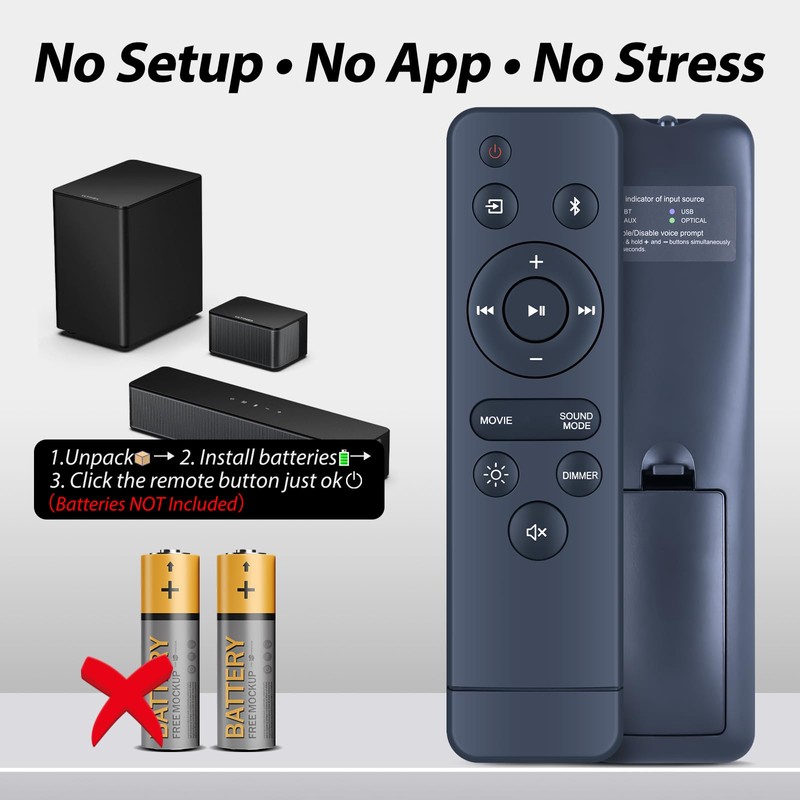 Soundbar Remote Control Applicable for Onn Soundbar 100075108 20 Inch