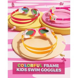 ZIONOR G1MINI Children's Swimming Goggles Ultra Polarised Comfortable Swimming Goggles Anti Fog UV Protection Swimming Goggles for Girls and Boys (Years 3-14) (Mixed White/Red/Grey/Gold)