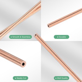 M METERXITY 1-Pack 300mm Copper Round Tube, 2mm OD 0.5mm Wall Thickness Copper Seamless Tubing for Construction/Machining/DIY Crafting, Metal Straight Pipe [0.08x0.02x12IN]