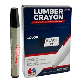 Lucky Art Crayonology Lumber Crayons – Black, Pack of 12 | Hexagonal Construction Marking Crayons for Wood, Concrete, Asphalt, Metal | Durable, Smudge-Free, Break-Resistant