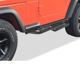 Running Boards Compatible with 2007-2018 Wrangler JK JKU Unlimited 2 Doors, Black Powder Coated Steel Nerf Bar, Two Stairs, 6 in Side Steps