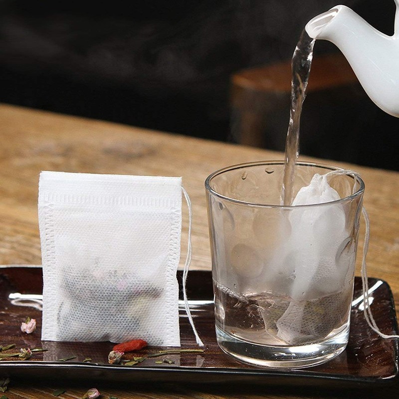 100 Pcs Disposable Loose Leaf Tea Empty Bags with Drawstring,Tea