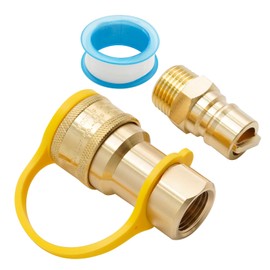 UOIENRT 2Pcs 1/2Inch Gas Quick Connect Kit, Disconnect Connector with Male Insert Plug, Solid Brass Quick Connect Adapter for Low-Pressure Natural Gas Propane Systems