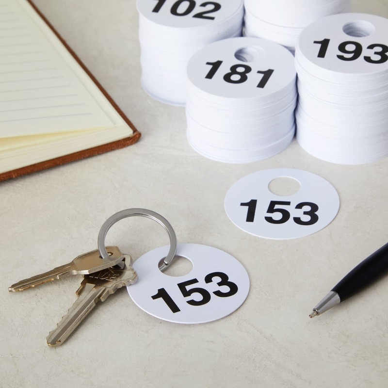 2 Sets of Round Numbered Tags 1-300, Double-Sided Plastic Coat