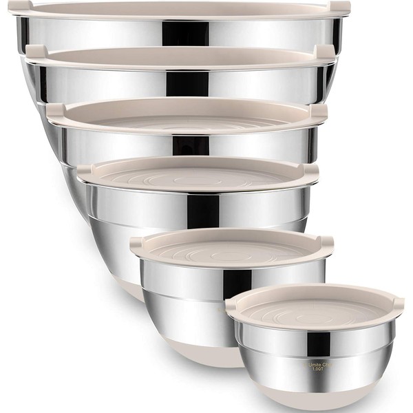 Umite Chef Mixing Bowls with Airtight Lids, 6 piece Stainless