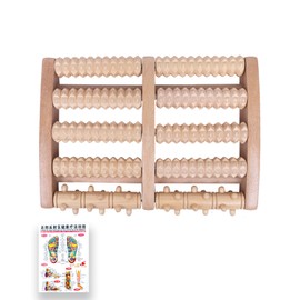 Foot Massager Roller for Plantar Fasciitis, Includes 1 pcs Foot Acupoint Massage Chart,Relieve Plantar Fasciitis, Heel, Aches and Pains, Wooden Acupressure Massage Tool Upgraded Large-Size