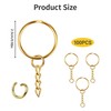 100Pcs Gold Keychain Ring Set,Splits Key Ring Hoops with Chain