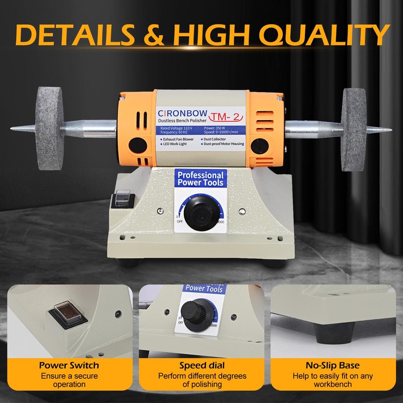 4" Jewelry Polisher- Adjustable Variable Speed Grinder Machine, Dental Buffer