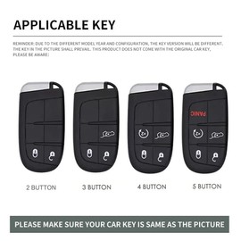 ontto luminous car key fob cover fit for Jeep Grand Cherokee Renegade Dodge RAM Durango Challenger Chrysler 200 300 key holder Metal Smart Shell case keyring keychain Accessories 2 buttons Silver