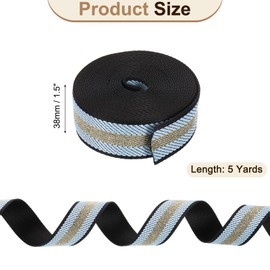sourcing map 5 Yards Nylon Webbing Strap, 1 3/8-inch(38mm) Striped Webbing Straps Nylon Heavy Duty Webbing Strap Nylon Strap Belt for Backpack Crafts, Sky Blue