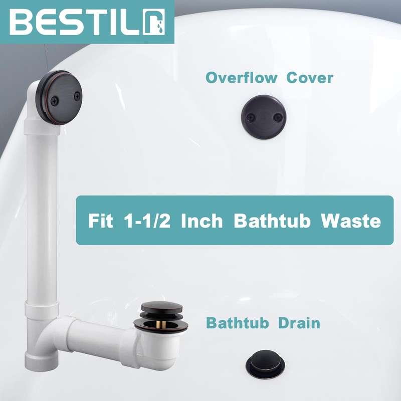 BESTILL Tip-Toe Bathtub Drain Bath Tub Trim Set Conversion Kit,