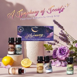 SNOWSEN Harmonie Ätherische Öle Set, Ätherische Ölmischungen, Ätherische Öle für Diffusoren für Zuhause, Harmonie-Set – Atmen, Süßer Traum, Entspannen, Glücklichsein, Konzentrieren, Lufterfrischung