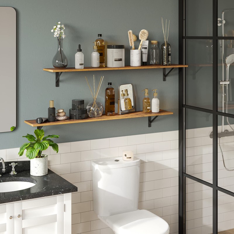 DINZI LVJ Long Wall Shelves, 55.1Inch Wall Mounted Shelves Set