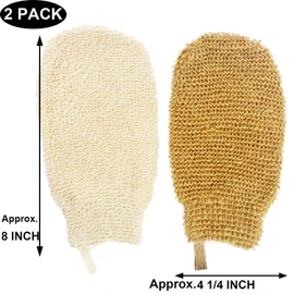 PPHAO BASIC - Bath Gloves for Shower - Bath Mitts Washcloths - Bath Gloves Exfoliating for Women and Men - Body Scrubbers for Use in Shower - Ramie and Jute Fiber - 2 Pack