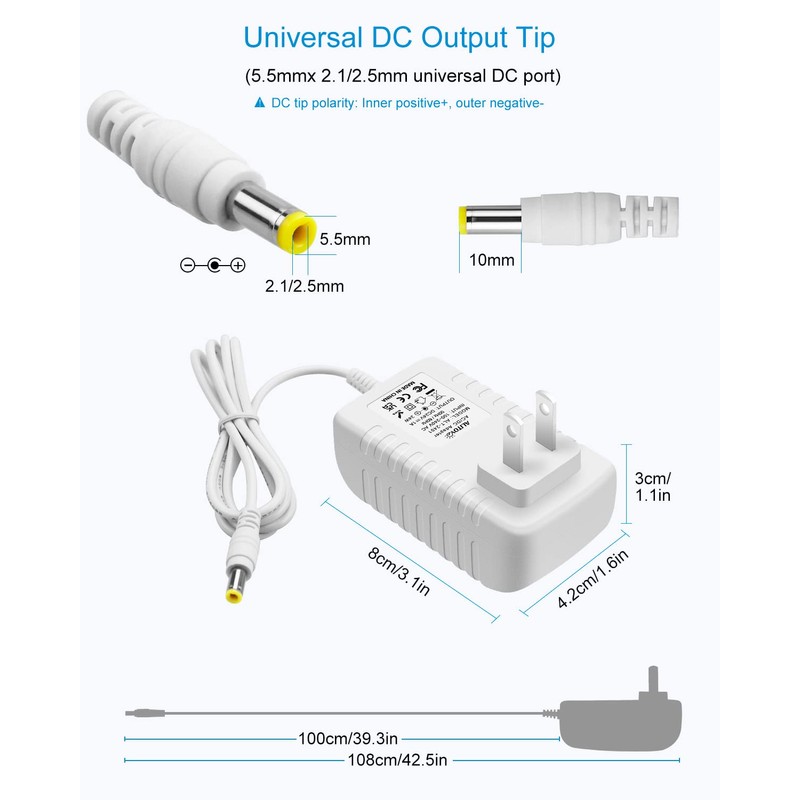 ALITOVE 24V 1A Power Supply 100~240V AC to DC 24