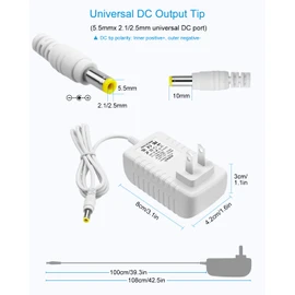 ALITOVE 24V 1A Power Supply 100~240V AC to DC 24 Volt 1 Amp 24W Converter 24 vdc 1000mA 800mA 600mA 400mA 200mA AC Adapter with 5.5mm x 2.5mm 2.1mm Plug for LED Strip Light CCTV Camera DC Pump, White
