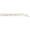 White "Happy 90th Birthday" Glittered Satin Sash - 1pc
