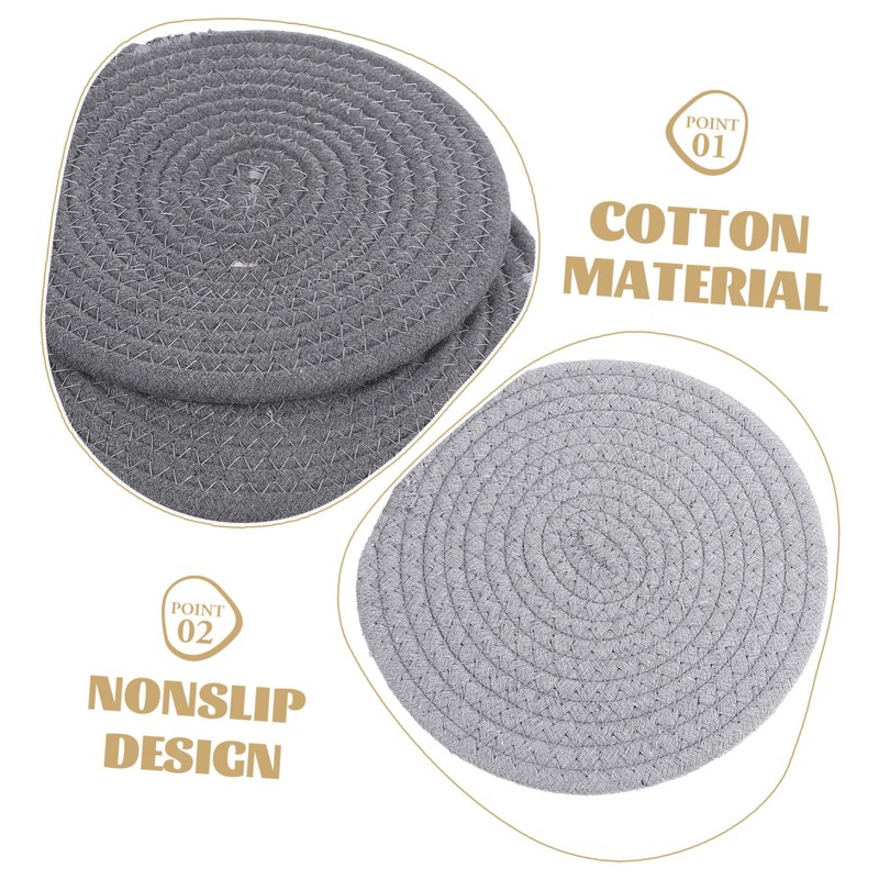 Mikinona 4pcs Cotton Woven Pot Pad Weave Mat Round Hot