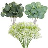 HONQX Artificial Eucalyptus Stems, 24 Pcs Gypsophila Artificial Flowers Greenery