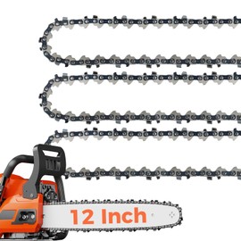 EXSHP 12 Inch Chainsaw Chain 1/4 Pitch .043" Gauge 64 Drive Links Semi-Chisel Chain Saw Chains for Husqvarna, Poulan, Craftsman, Greenworks and More Chainsaw Brands(3 Packs)(40T-6)