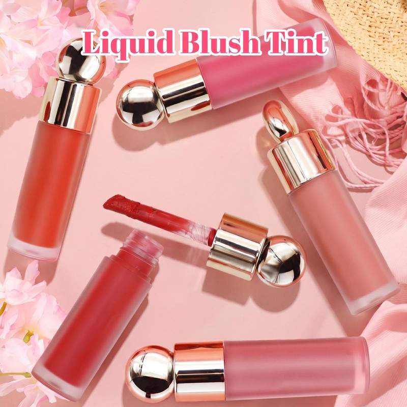 Liquid Blush Tint Multi-Use Lip Cheek Makeup High-Pigment Rose