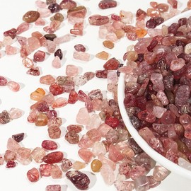 Natural Strawberry Quartz Tumbled Chips Crushed Crystal Stone, 7-9mm Polished Healing Crystal Chips Healing Reiki Crystal Jewelry Making Home Decoration