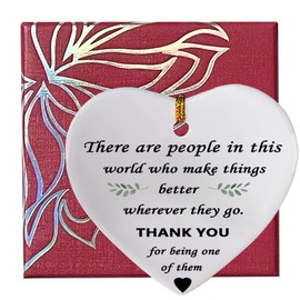 MeiFuJuW Thank You for Being One of Them Ceramic Ornament,Double Sided Heart Hanging Plaque Appreciation Gifts for Coworker Boss Work Bestie Team and Employees Teacher Birthday Christmas