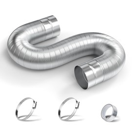 Wintcomfort 4inch Semi Rigid Dryer Vent Hose, Flexible Aluminum Duct, 3 Feet Length For Tight Space Dryer Hose, Semi-Rigid Dryer Vent Duct with 2 Hose Clamps & Aluminum Foil Tape