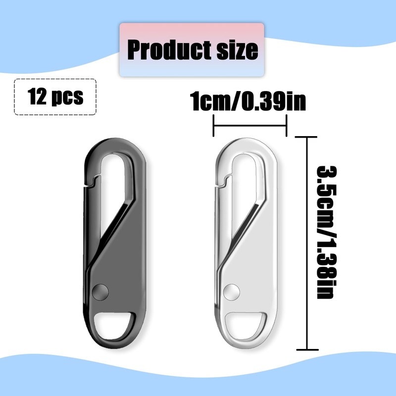 TEAONE Replacement Zipper Tab, 12 PCS Premium Zipper Pull for