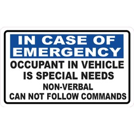 StickerTalk Occupant in Vehicle is Special Needs Vinyl Sticker, 5 inches by 3 inches